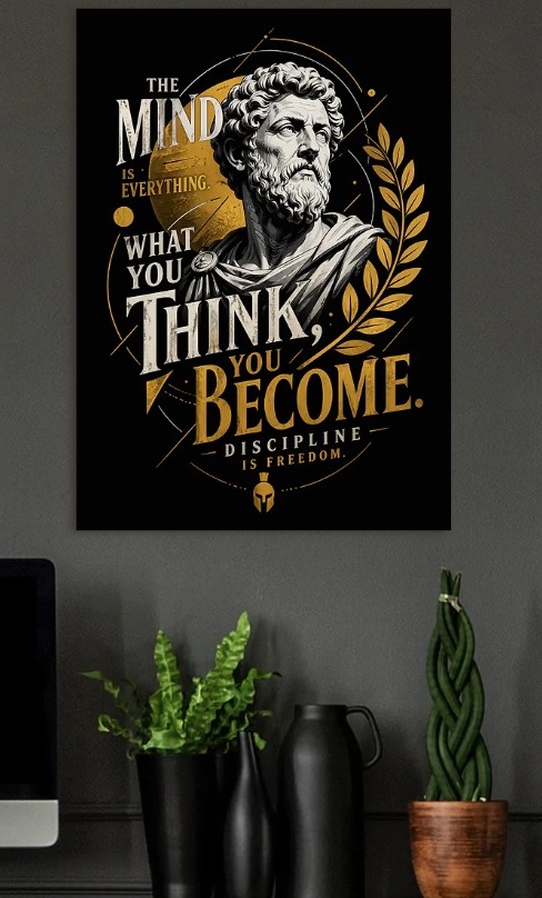 Stoic Philosophy Quote Art — metal poster wall art by Lineer